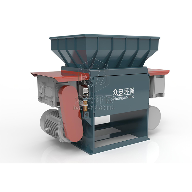 Heavy Duty Double Shaft Industrial Solid Waste Fine Shredder with V Desigin Rotary Blade 